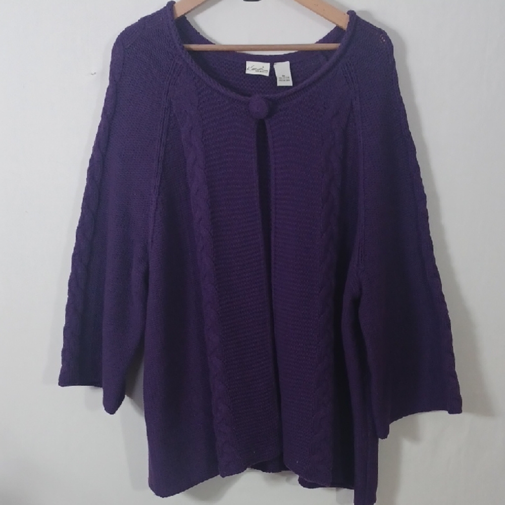 Kim Rogers Deep Purple Cardigan Sweater Size 2X
